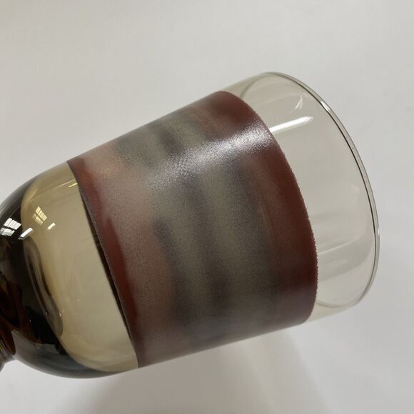 Vintage Set of 3 Libbey Sango Nova Brown Stemmed Glass Water‎ Goblets Wine - Picture 8 of 8